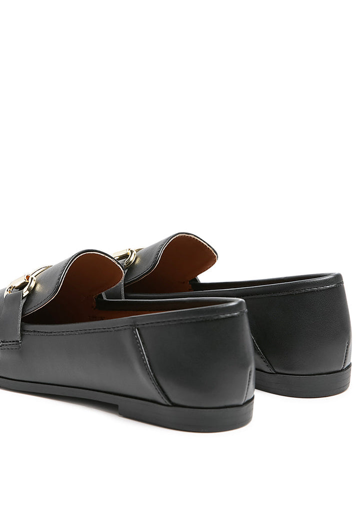 tahiti metallic gold buckle loafers#color_black
