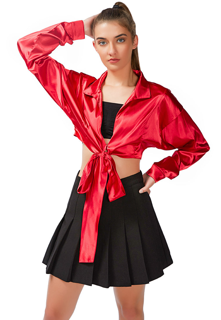 pleated mini skirt in black#color_black