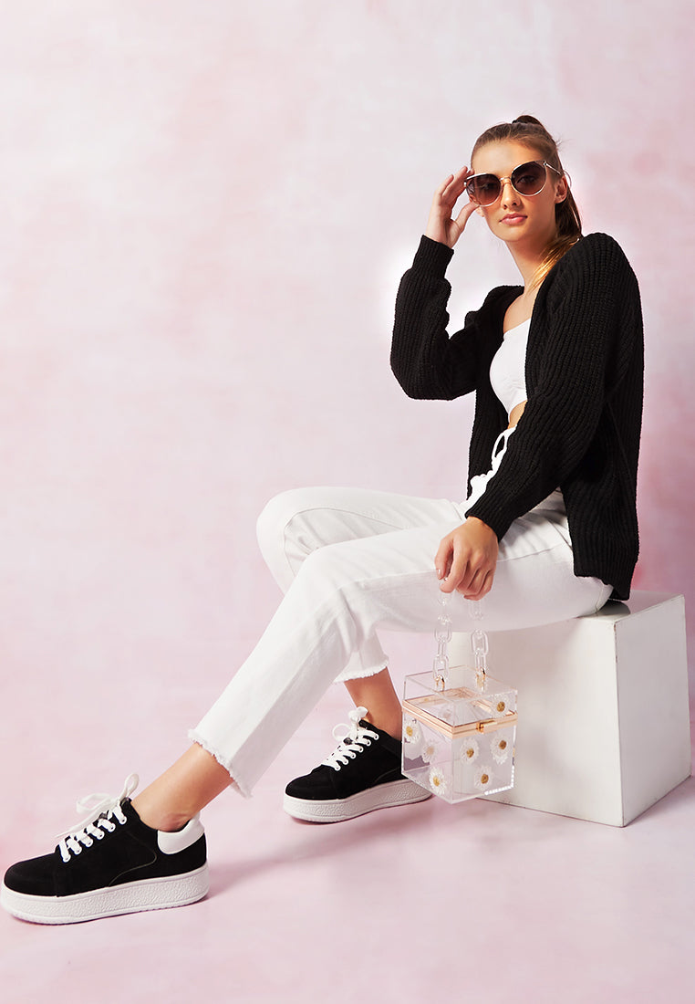 v - neck cardigan#color_black