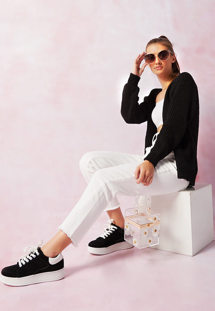 v - neck cardigan#color_black