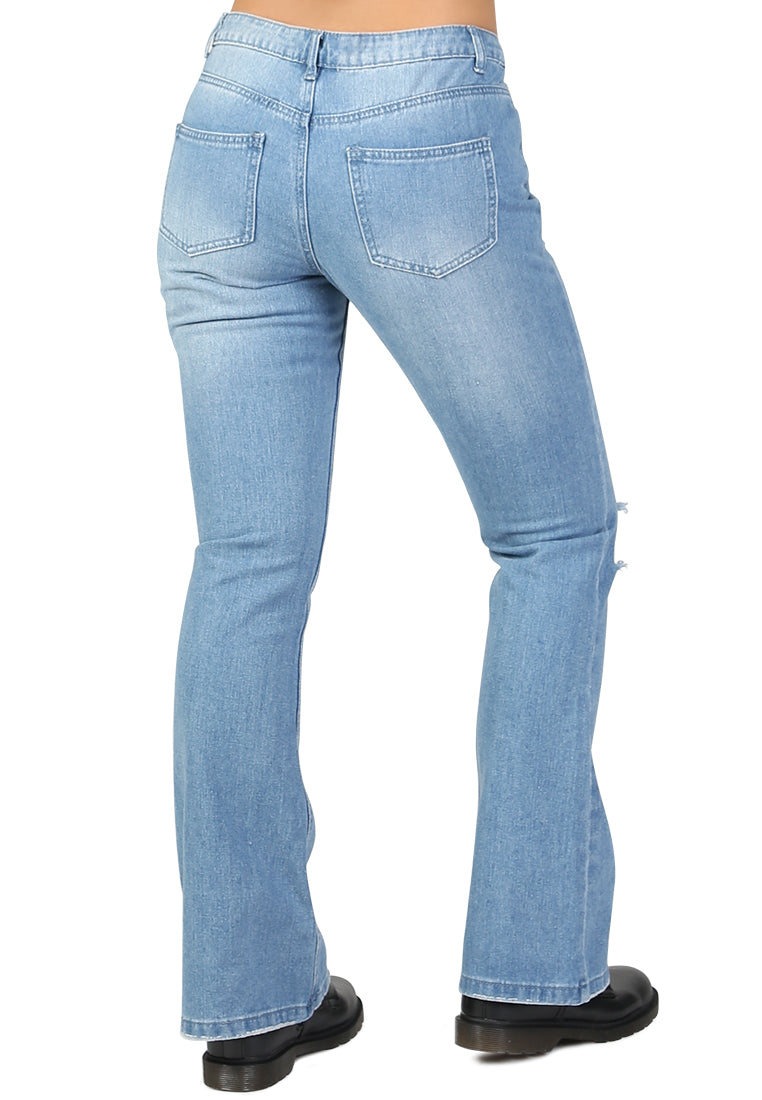 flared distressed jeans#color_blue