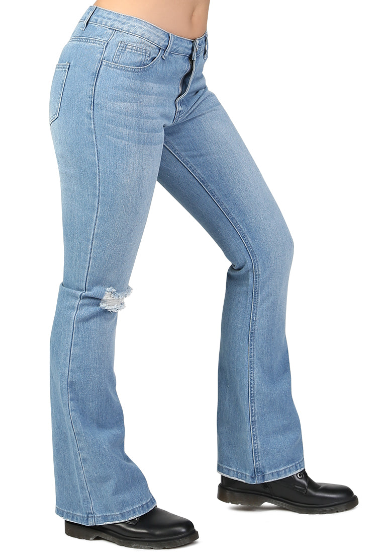 flared distressed jeans#color_blue