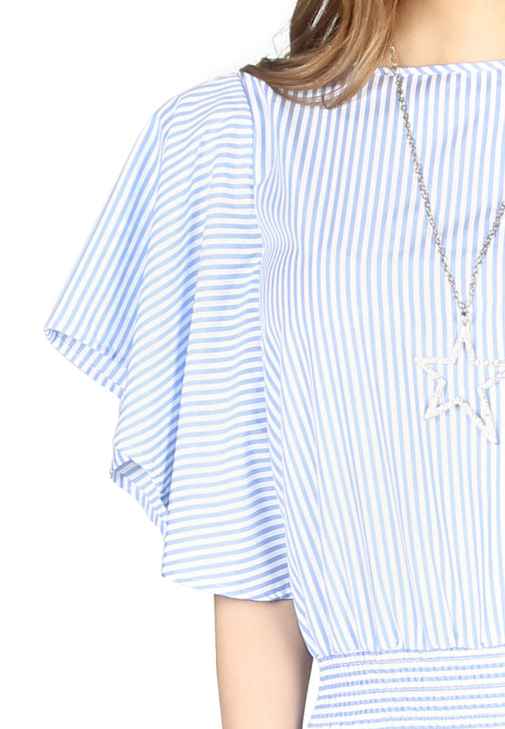 high neck batwing top#color_blue