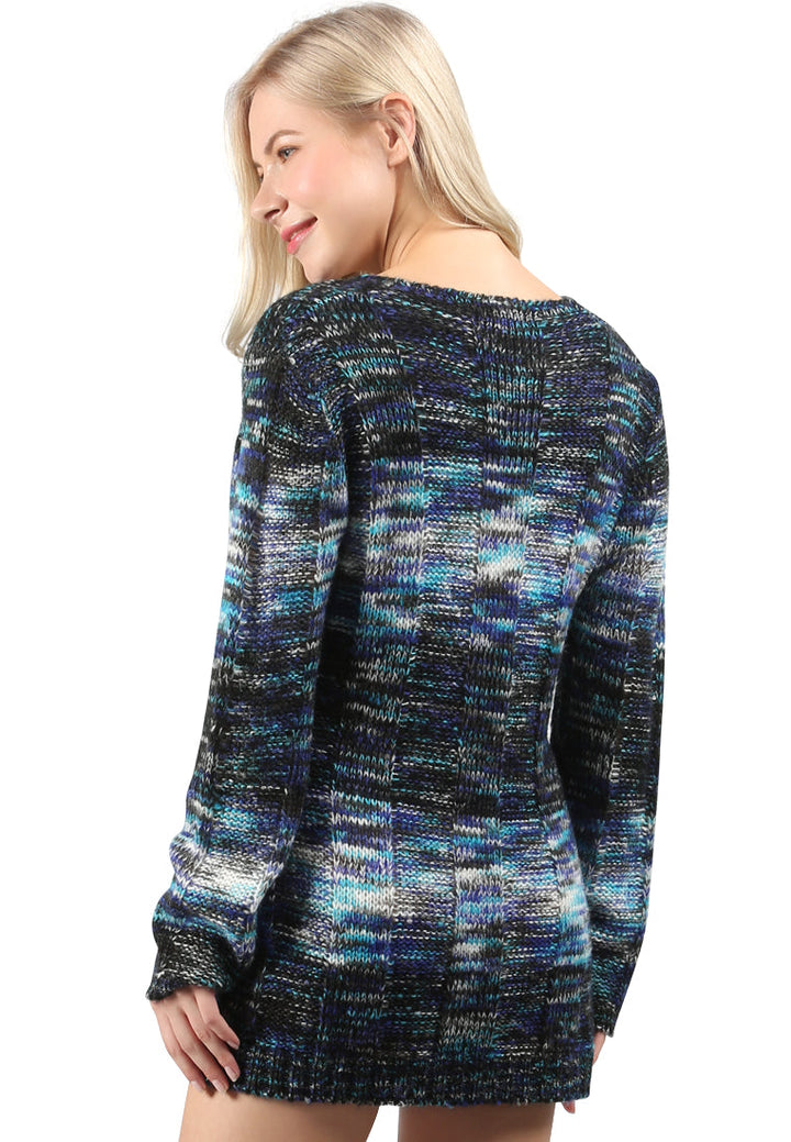 textured multi color sweater#color_blue