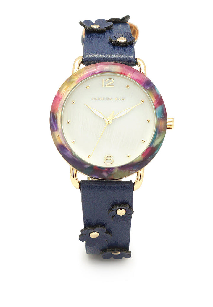 mother of pearl look resin case watch#color_pink