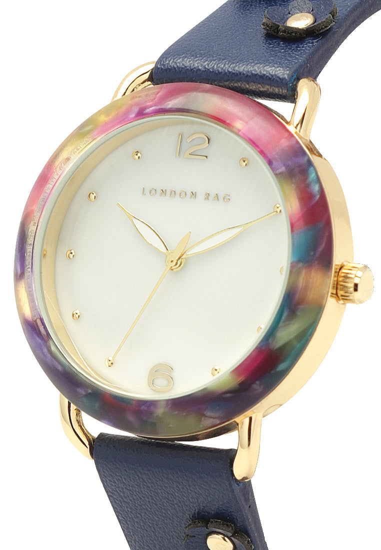 mother of pearl look resin case watch#color_white