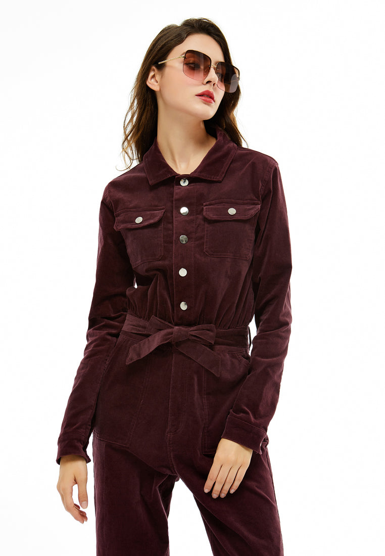bow tie velvet jumpsuit#color_deep-red