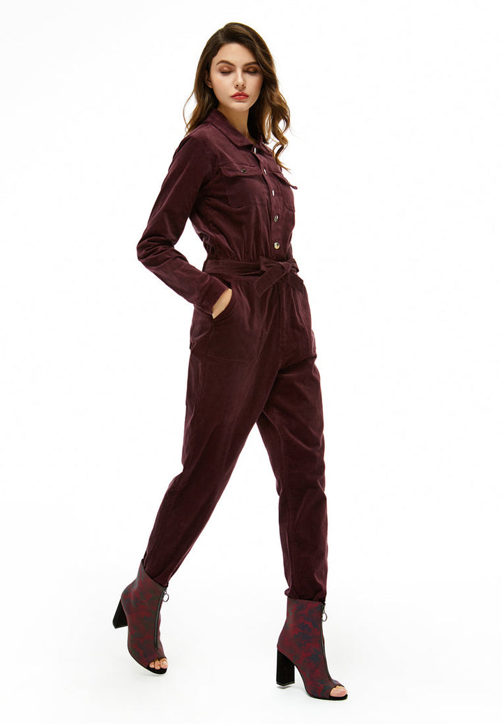 bow tie velvet jumpsuit#color_deep-red