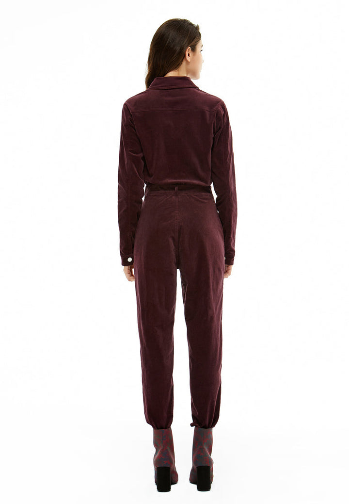 bow tie velvet jumpsuit#color_deep-red