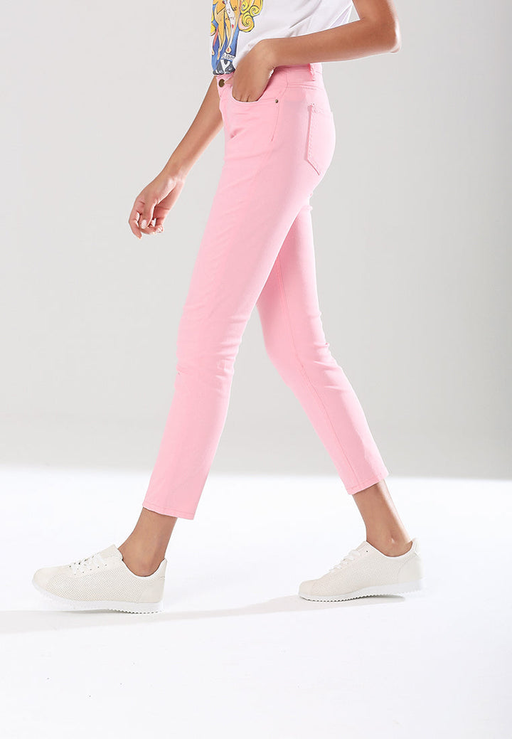 skinny casual pant#color_pink