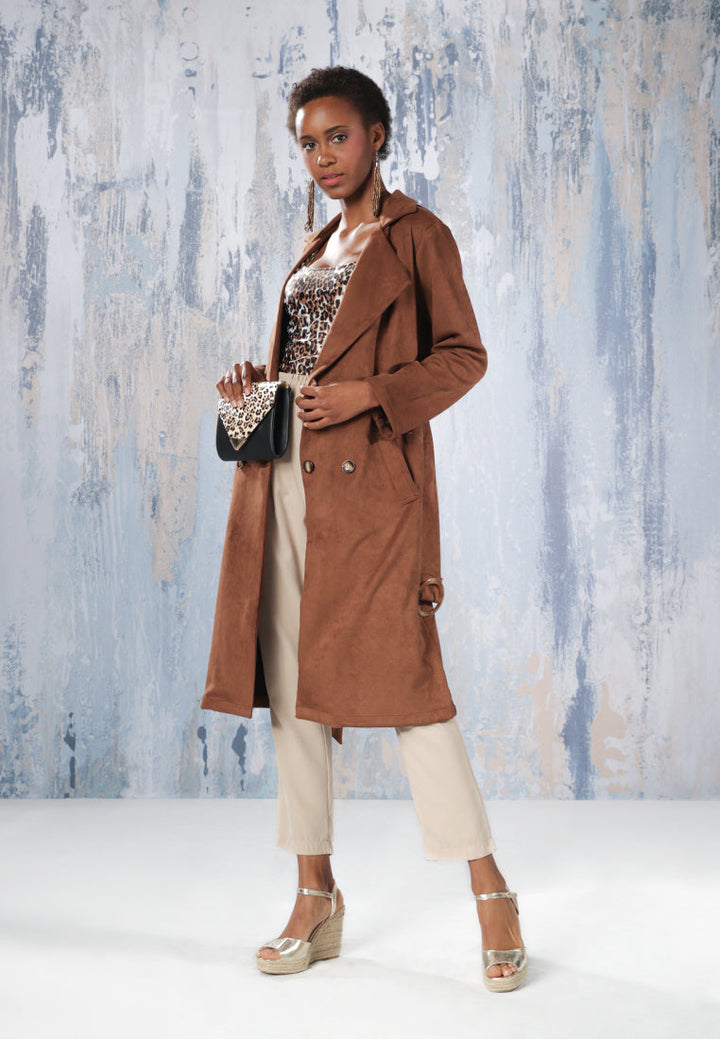 self style suede long jacket#color_brown