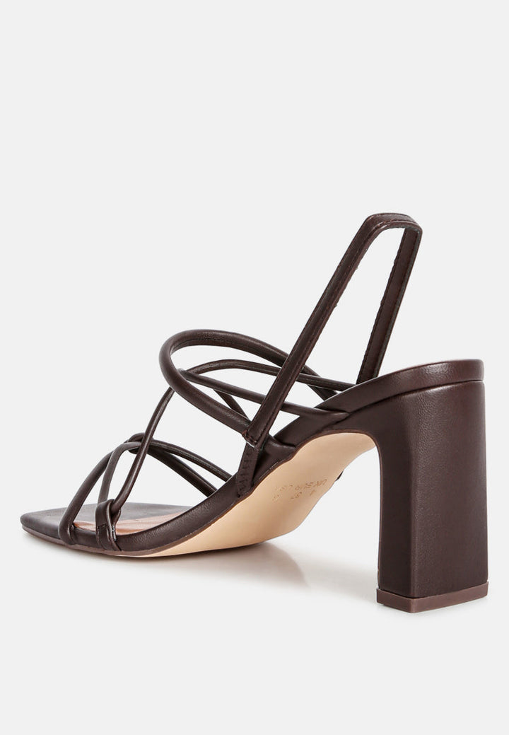 two strings slingback slim block heel sandals by ruw#color_chocolate
