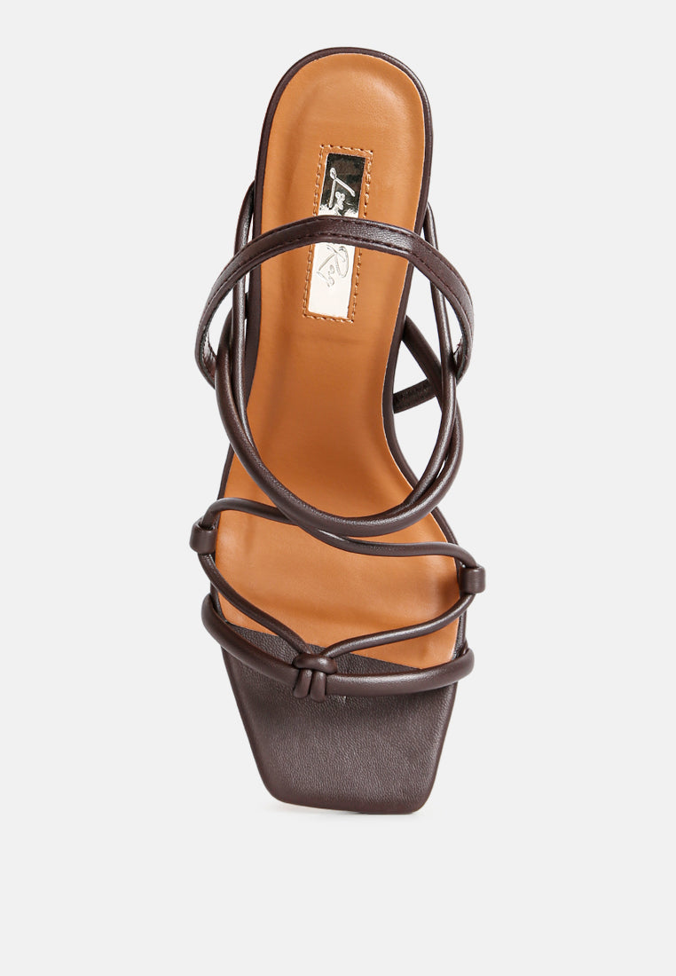 two strings slingback slim block heel sandals by ruw#color_chocolate