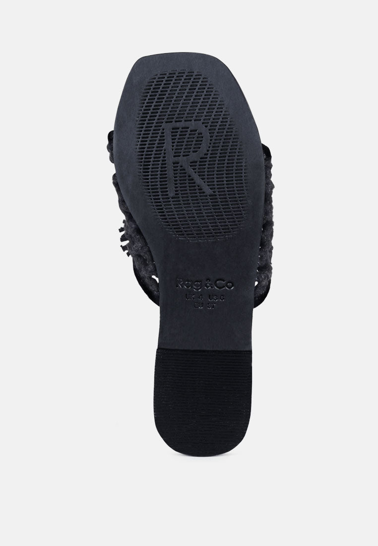 cedar handwoven natural tassel flats by ruw#color_black