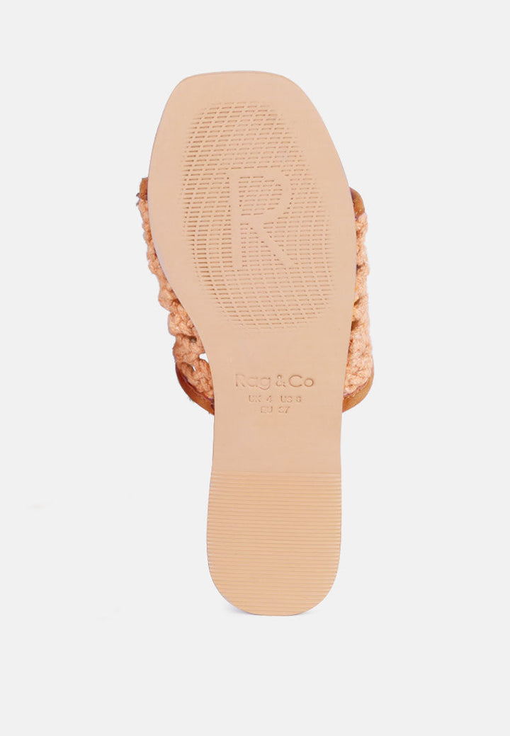 cedar handwoven natural tassel flats by ruw#color_tan