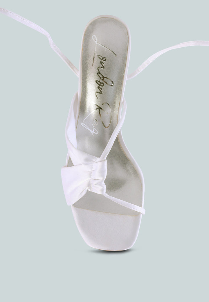 chasm satin ruched strap tie up sandals by ruw#color_white