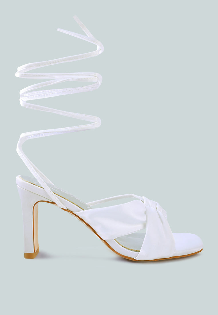chasm satin ruched strap tie up sandals by ruw#color_white