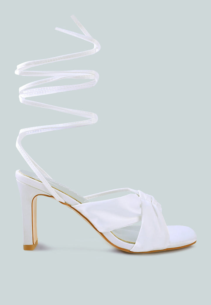 chasm satin ruched strap tie up sandals by ruw#color_white