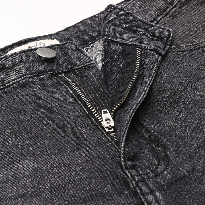 grey acid wash raw hem jeans shorts#color_grey