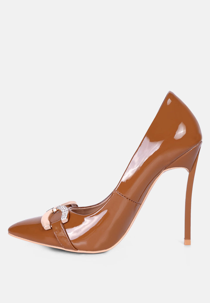 cocktail buckle embellished stiletto pump shoes by ruw#color_camel