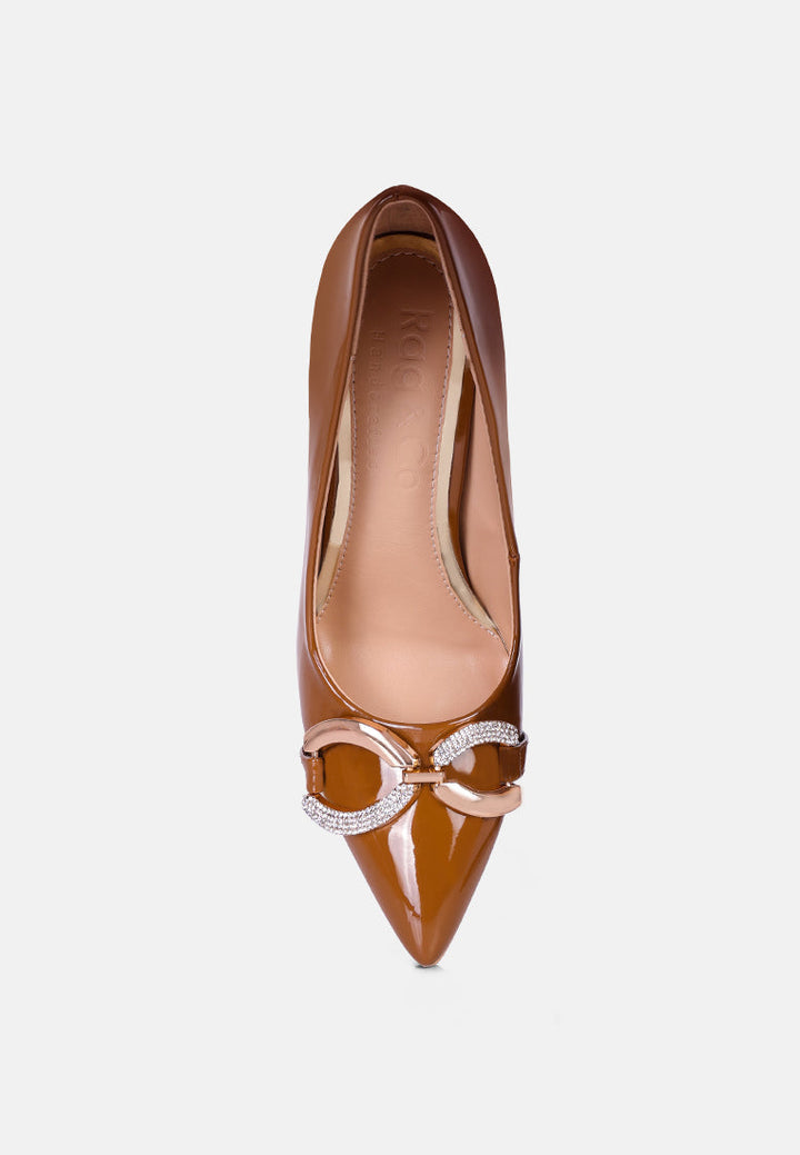 cocktail buckle embellished stiletto pump shoes by ruw#color_camel