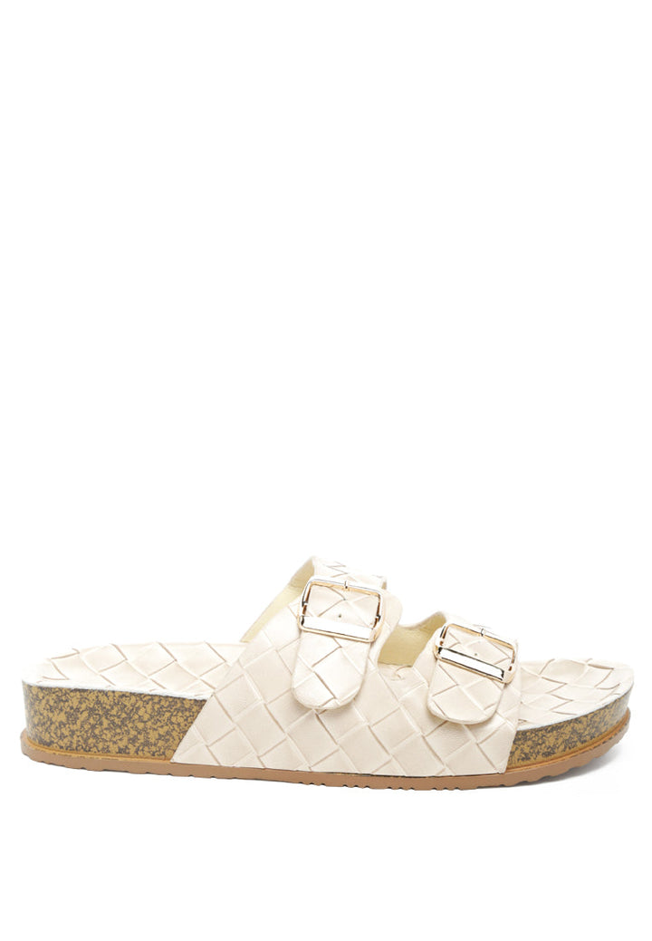 wolph buckled strap croc platform slides#color_beige
