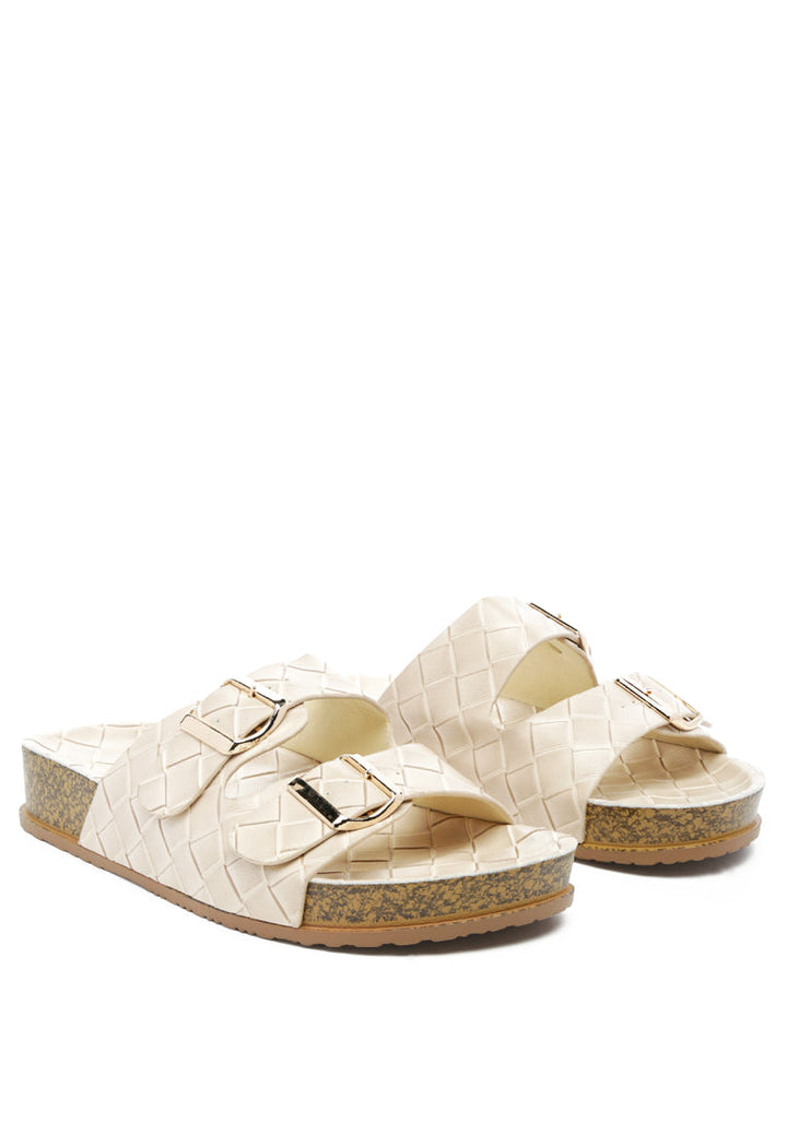 wolph buckled strap croc platform slides#color_beige