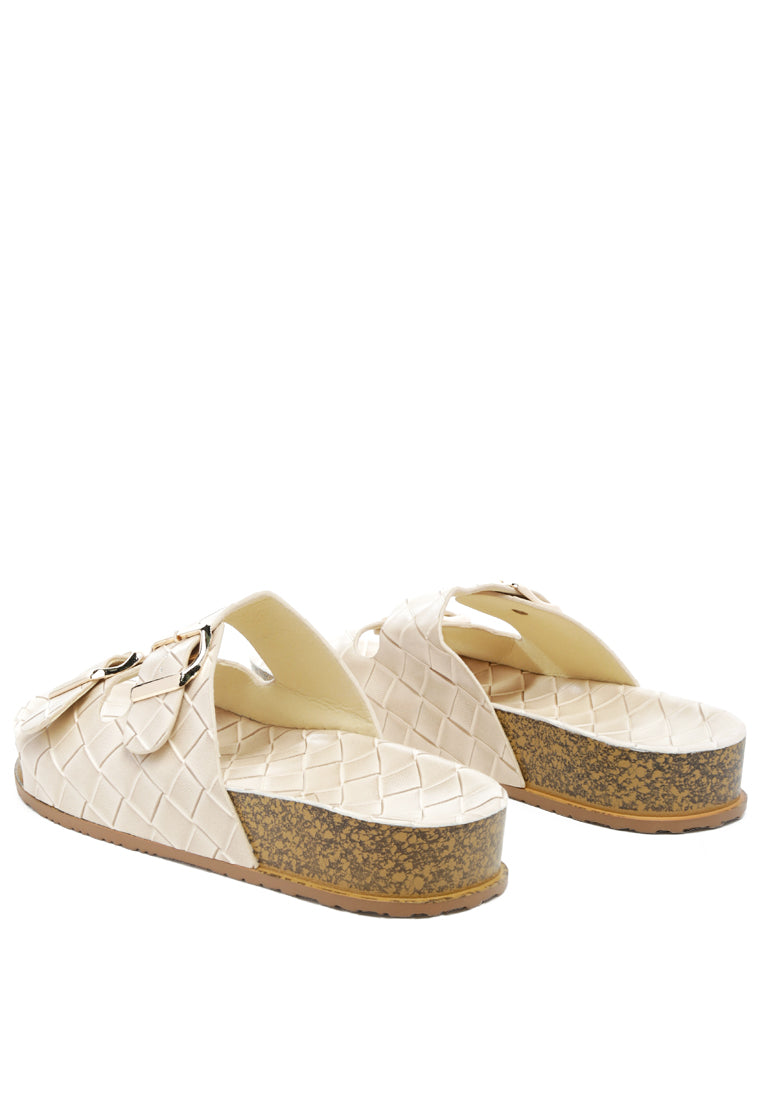wolph buckled strap croc platform slides#color_beige