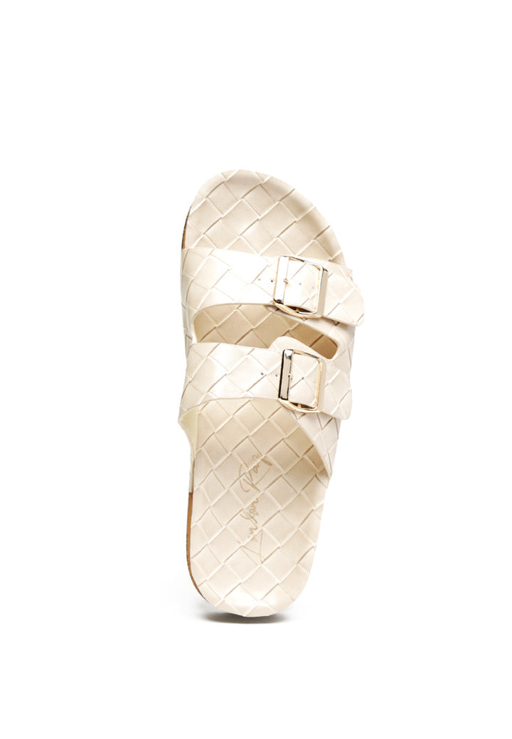 wolph buckled strap croc platform slides#color_beige