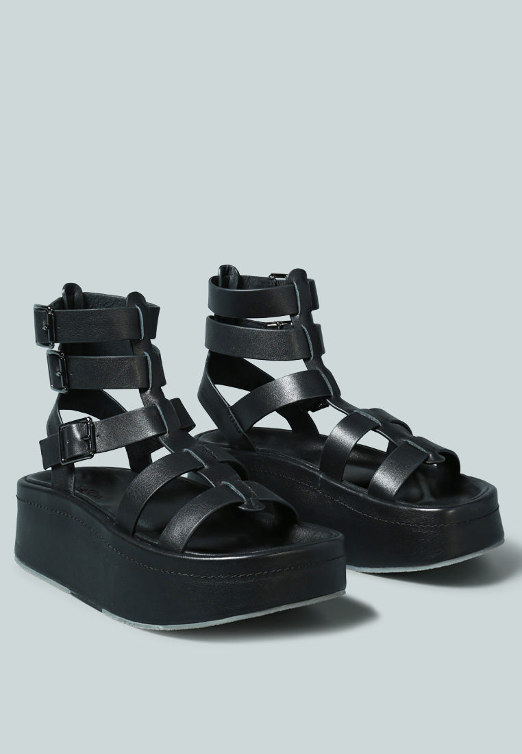 cruz gladiator platform leather sandal by ruw#color_black