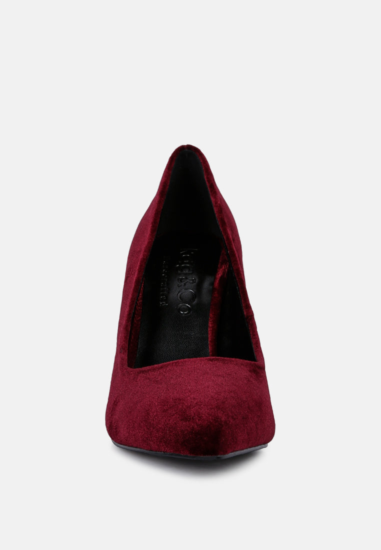 cyber-girl rhinestone block heeled pumps by ruw#color_burgundy