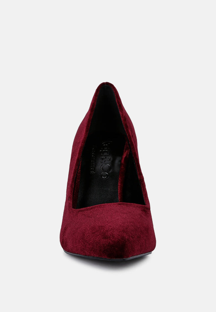 cyber-girl rhinestone block heeled pumps by ruw#color_burgundy