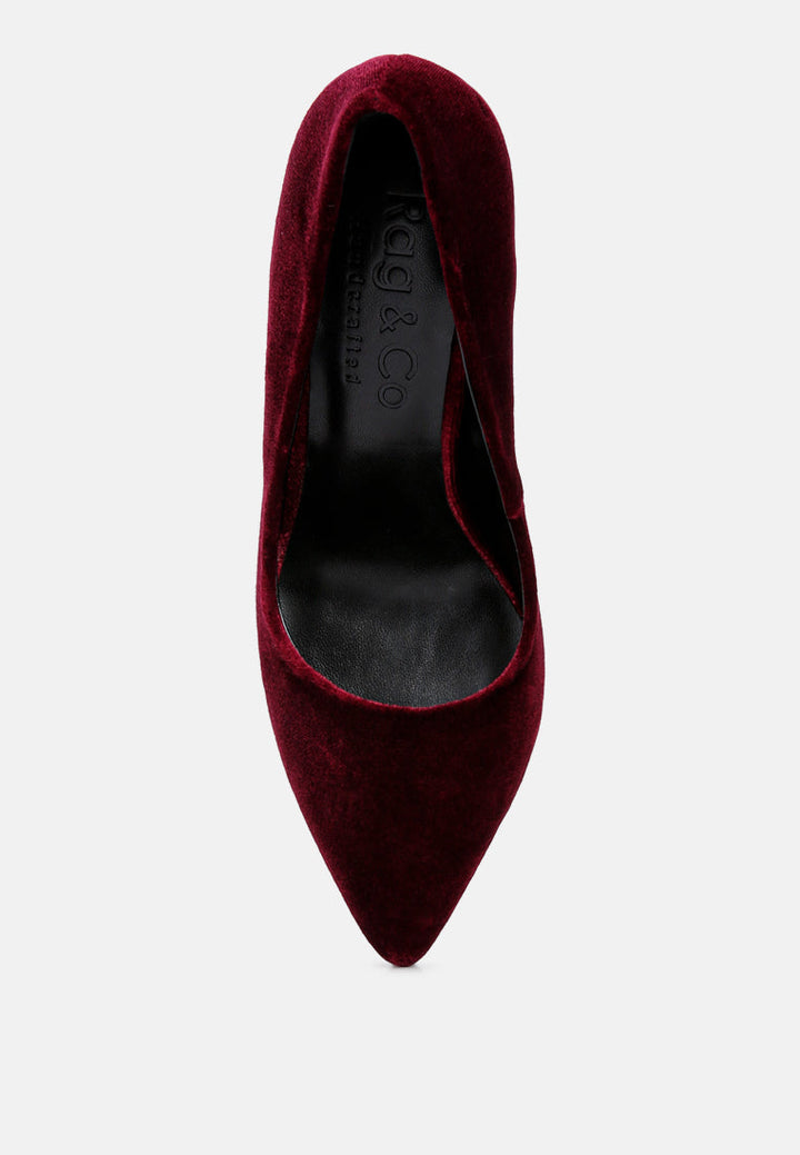 cyber-girl rhinestone block heeled pumps by ruw#color_burgundy