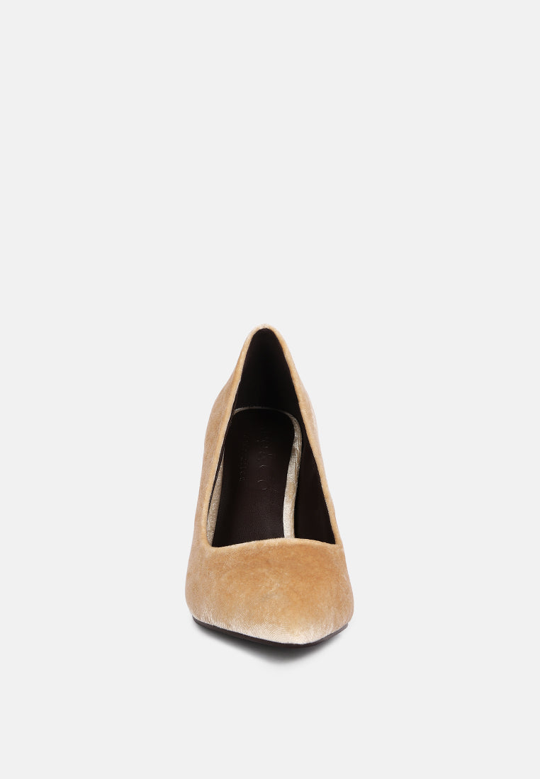 cyber-girl rhinestone block heeled pumps by ruw#color_champagne