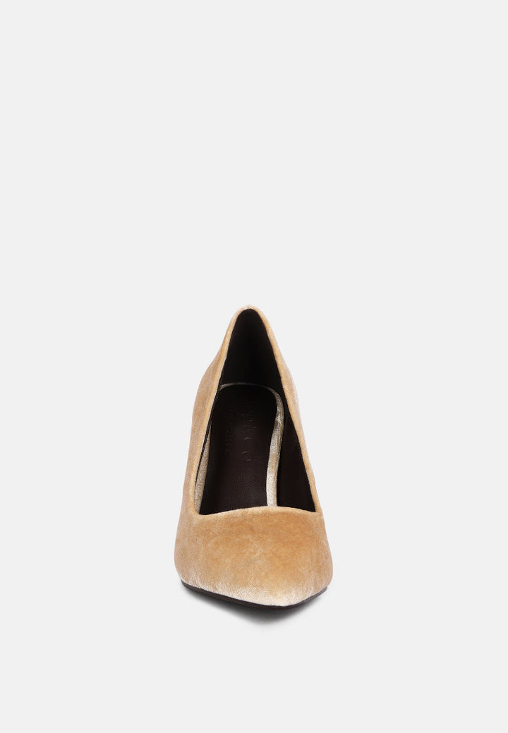 cyber-girl rhinestone block heeled pumps by ruw#color_champagne