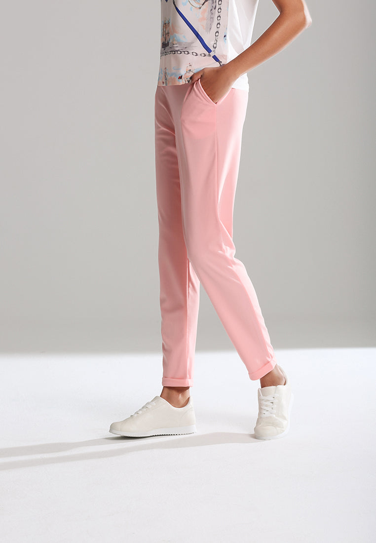 straight cut casual pants#color_pink