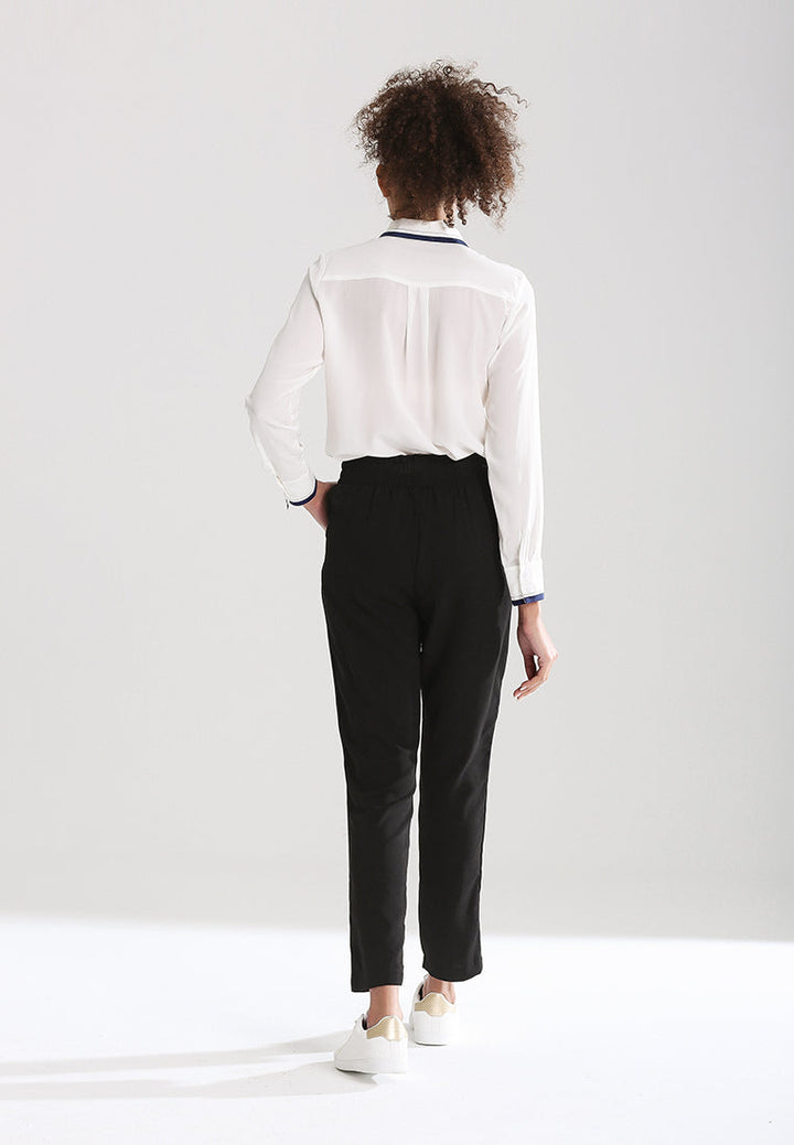 smock waist straight cut trousers#color_black