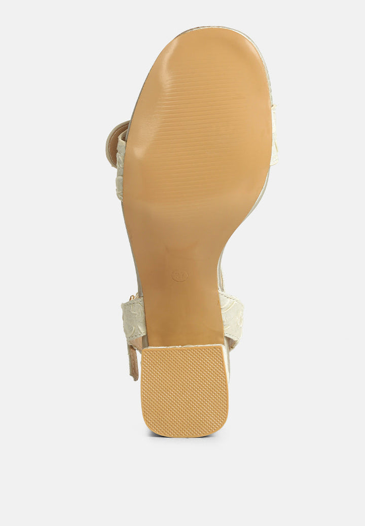 chaplet textured block heel sandals by ruw#color_off-white