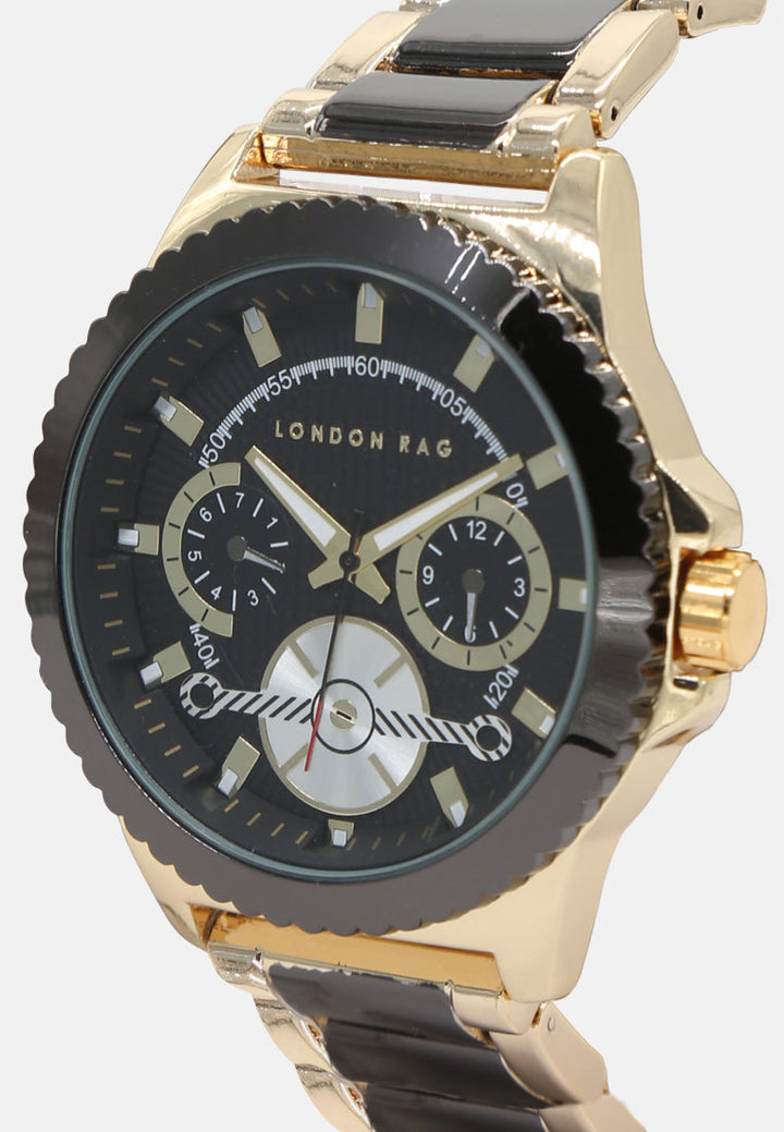 classic stainless steel strap watch for men#color_gold