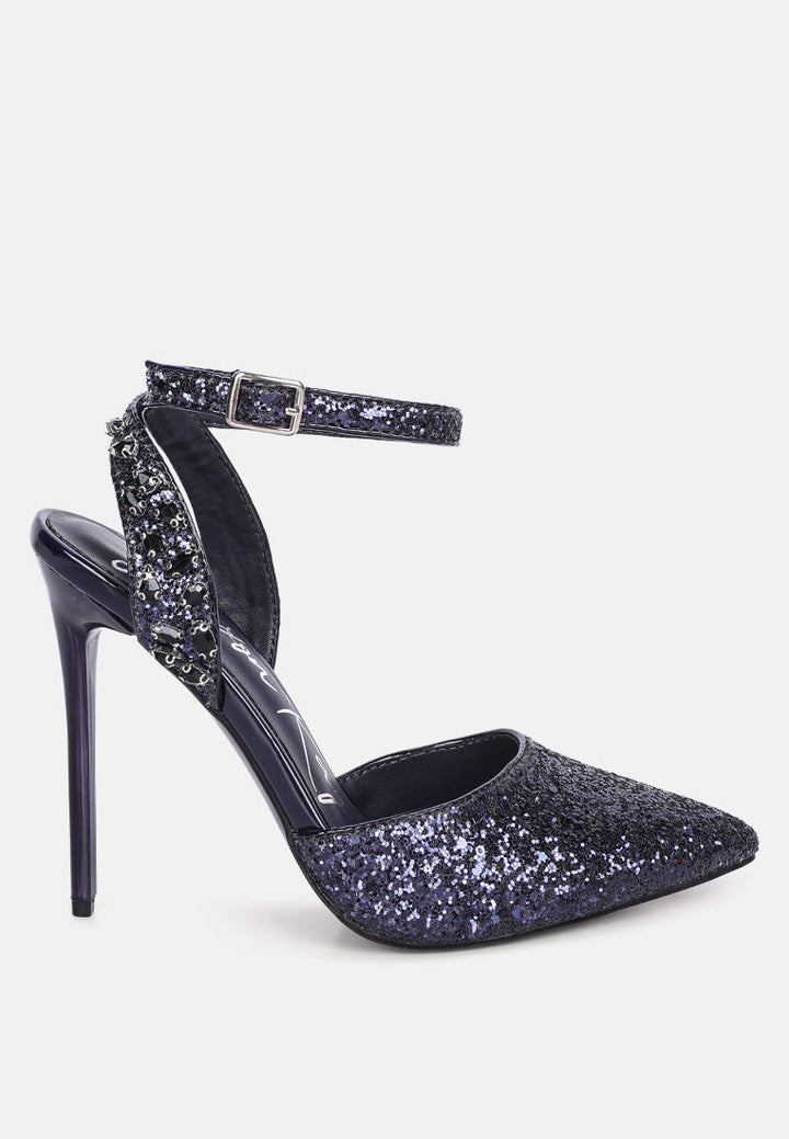 cloriss diamante embellished glitter high heels by ruw#color_dark-blue