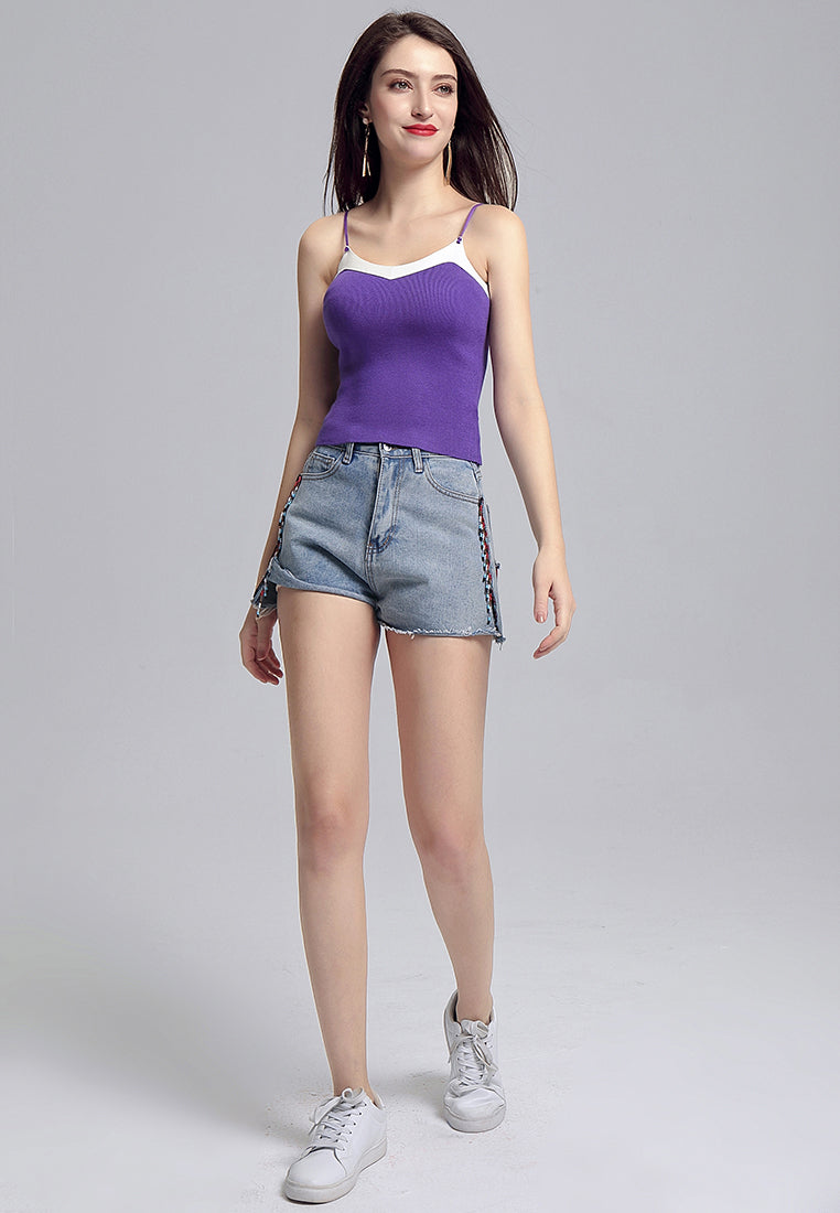 spaghetti knitted top#color_lavender