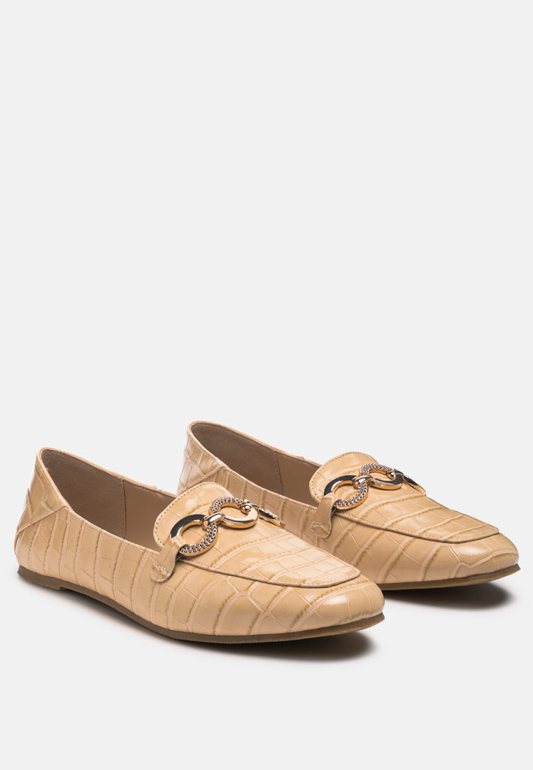 wibele croc textured metal show detail loafers by ruw#color_beige