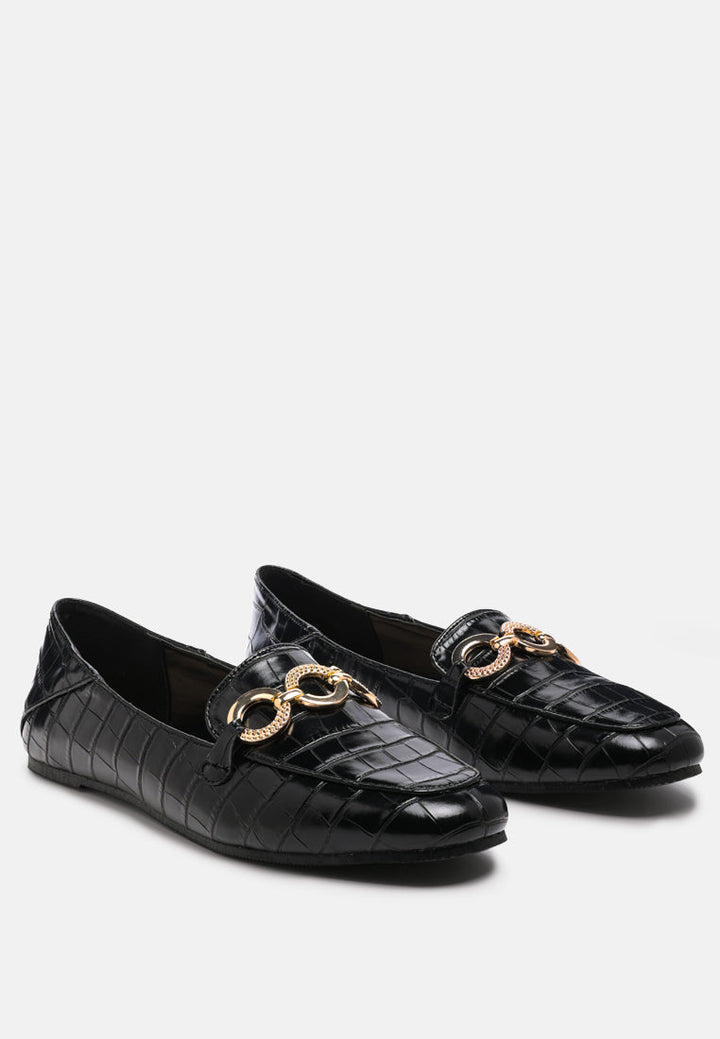 wibele croc textured metal show detail loafers by ruw#color_black