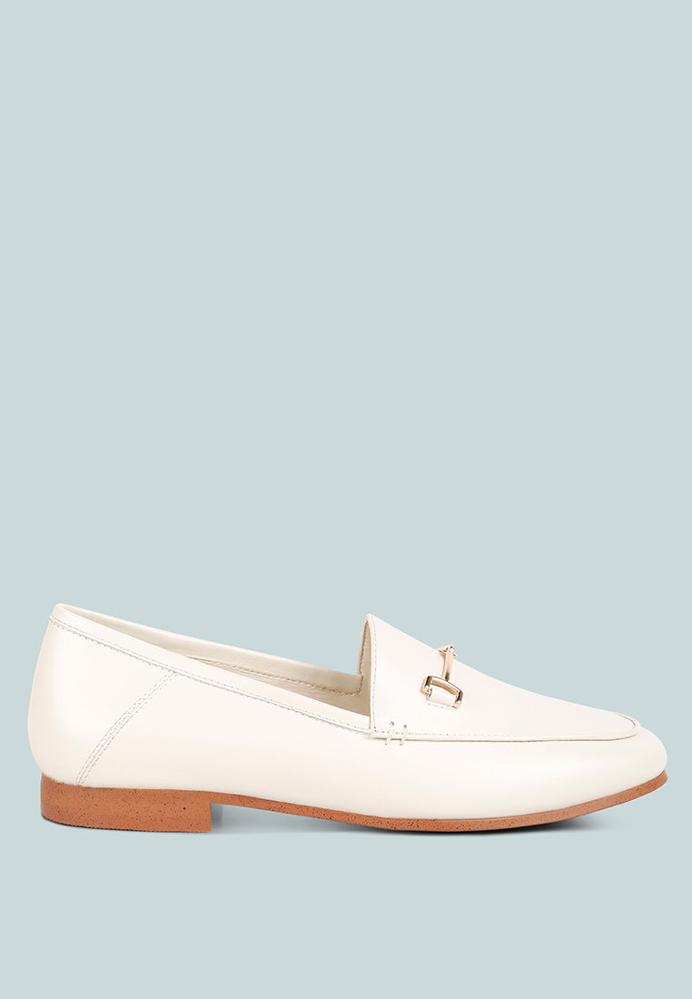 dareth horsebit flat heel loafers by ruw#color_off-white