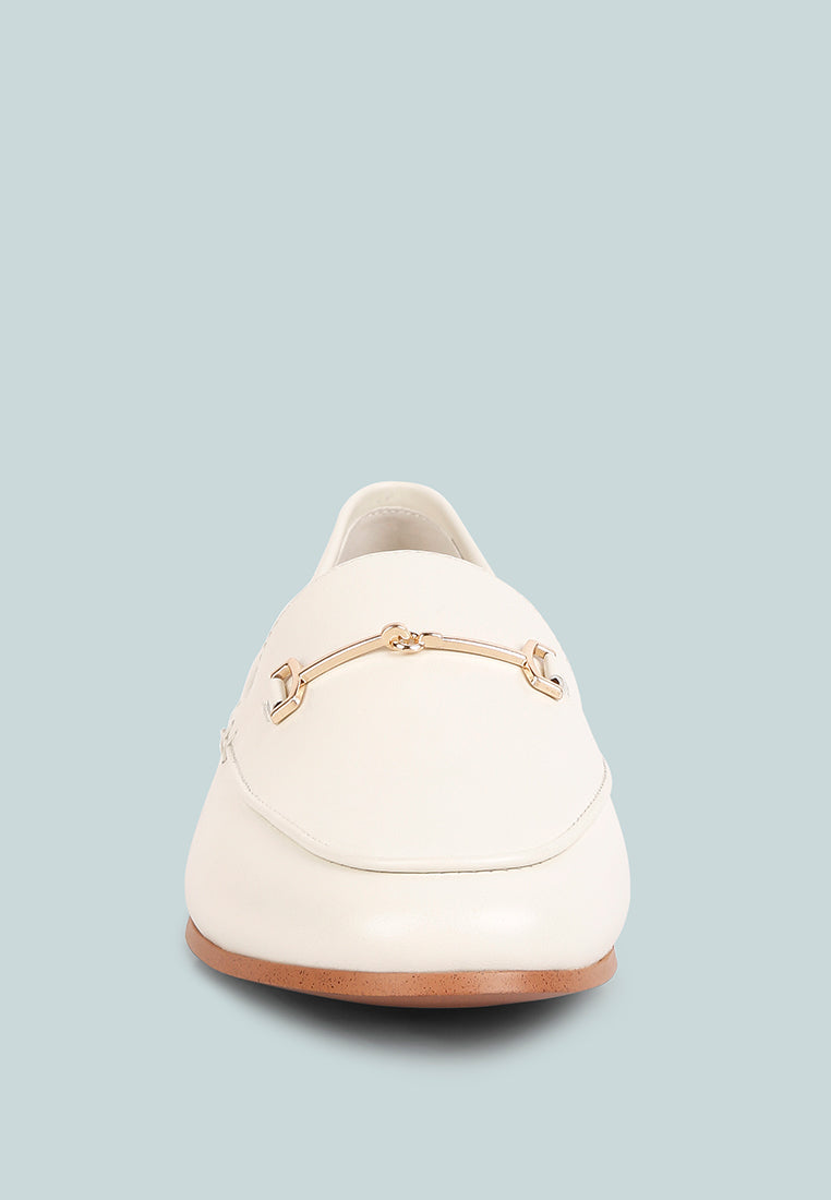 dareth horsebit flat heel loafers by ruw#color_off-white