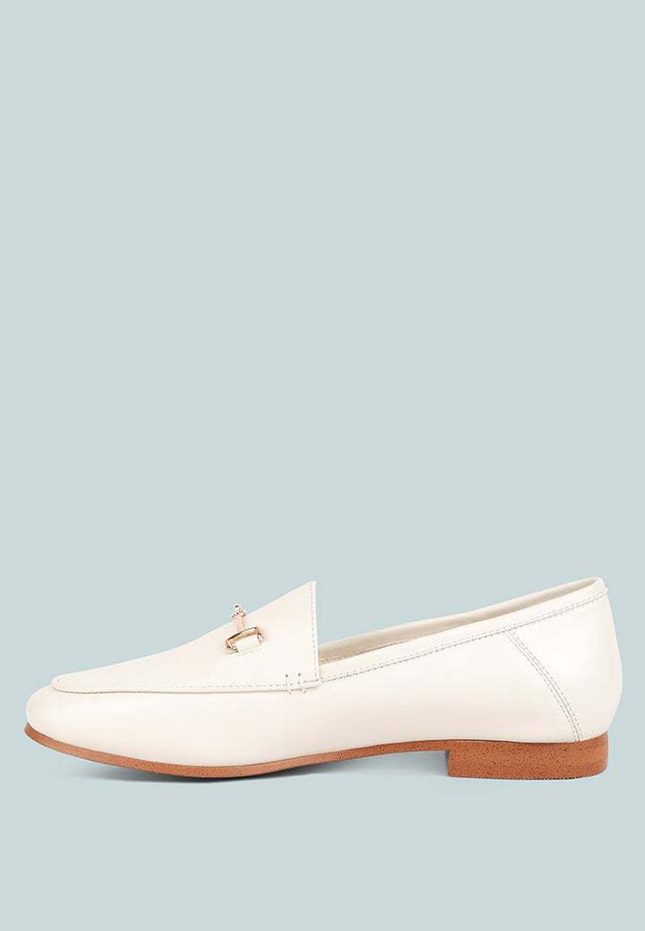 dareth horsebit flat heel loafers by ruw#color_off-white
