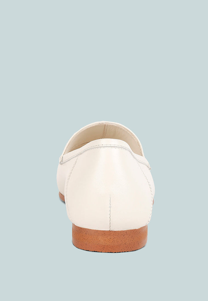 dareth horsebit flat heel loafers by ruw#color_off-white
