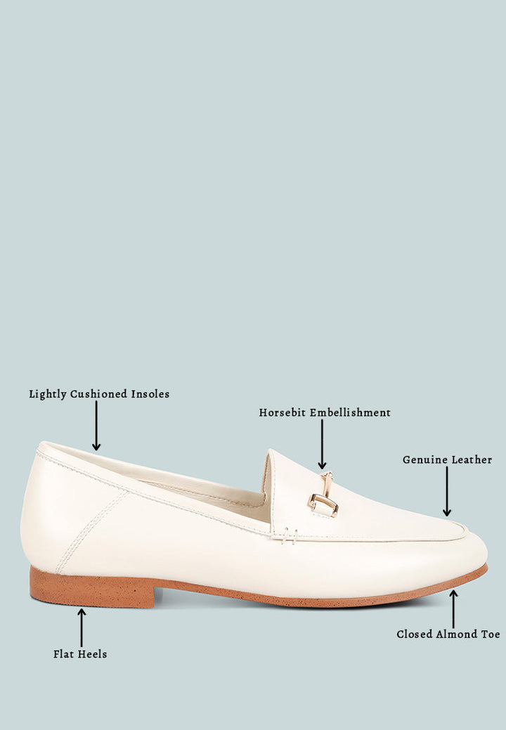 dareth horsebit flat heel loafers by ruw#color_off-white