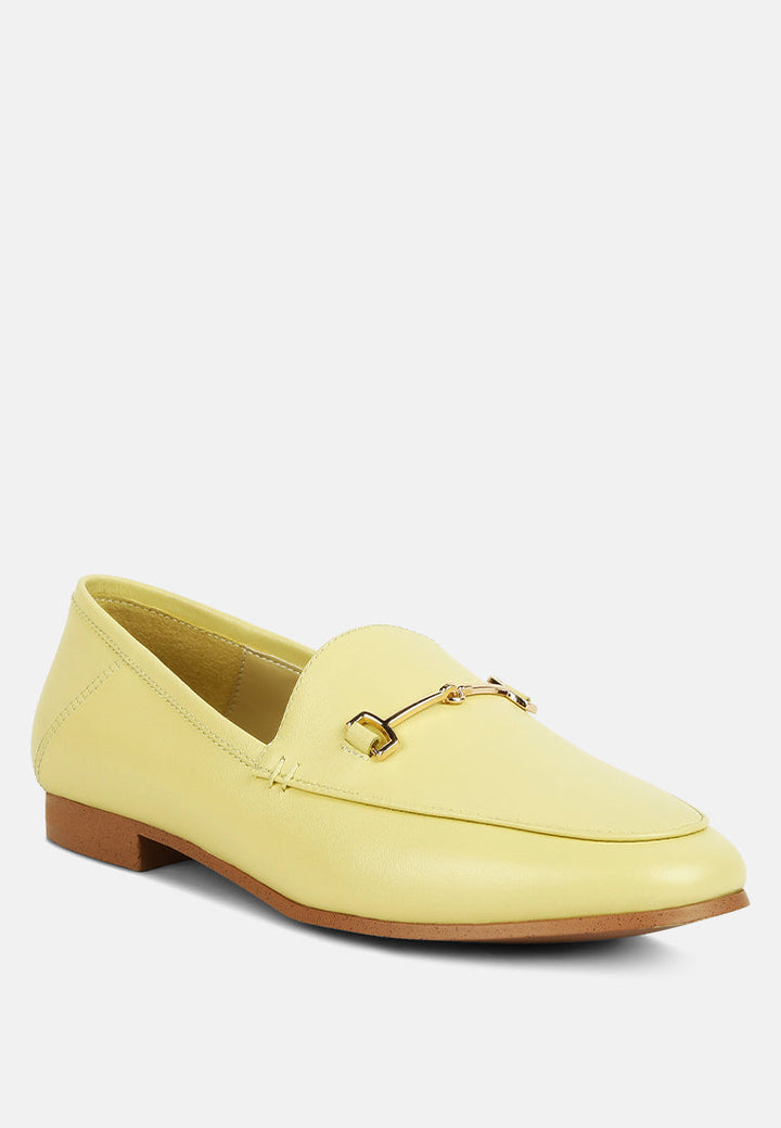 dareth horsebit flat heel loafers by ruw#color_yellow