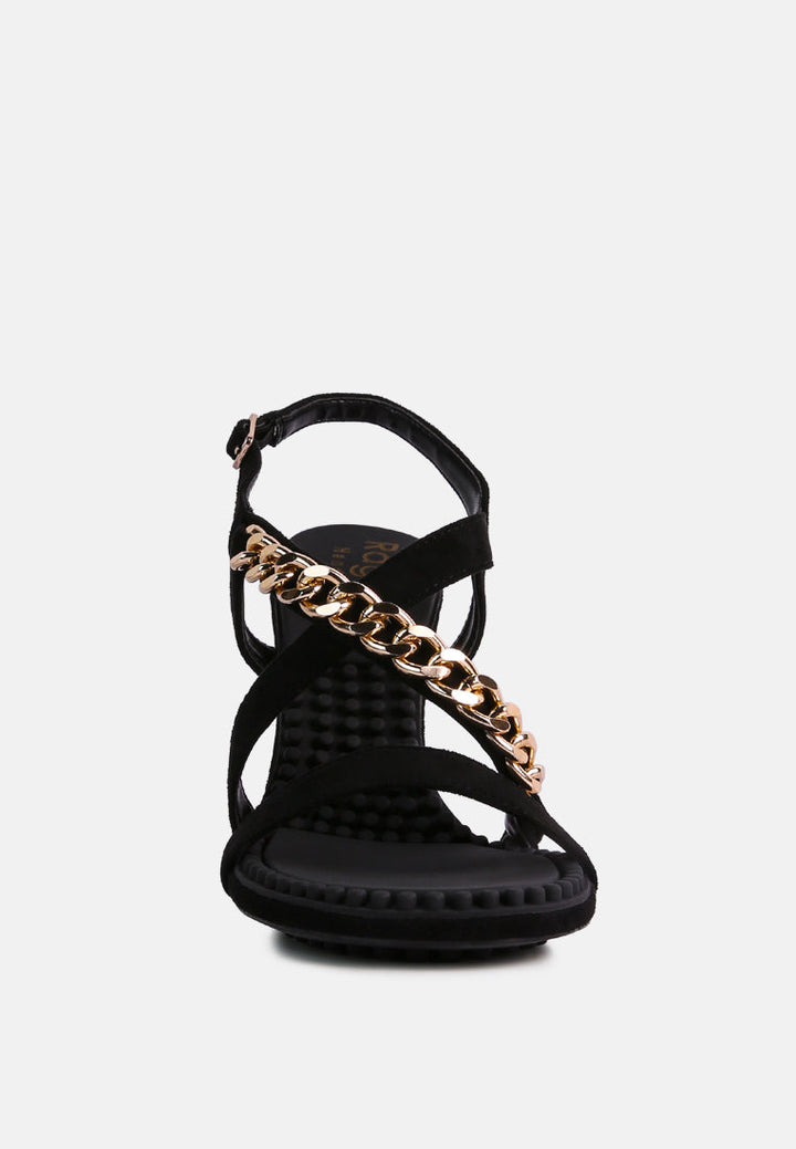 domeda metal chain mid heel sandal by ruw#color_black